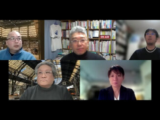 左上：菊池健（マンガ業界Newsまとめ人）、中上；鷹野凌（HON.jp News Blog編集長）、右上：大西隆幸（メディアコンサルタント）、左下：西田宗千佳（フリージャーナリスト / 司会進行）、右下：古幡瑞穂（出版業界ニュースまとめ発行人）